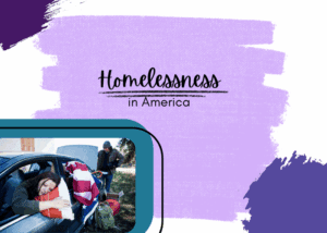 family affected by homelessness living in a car