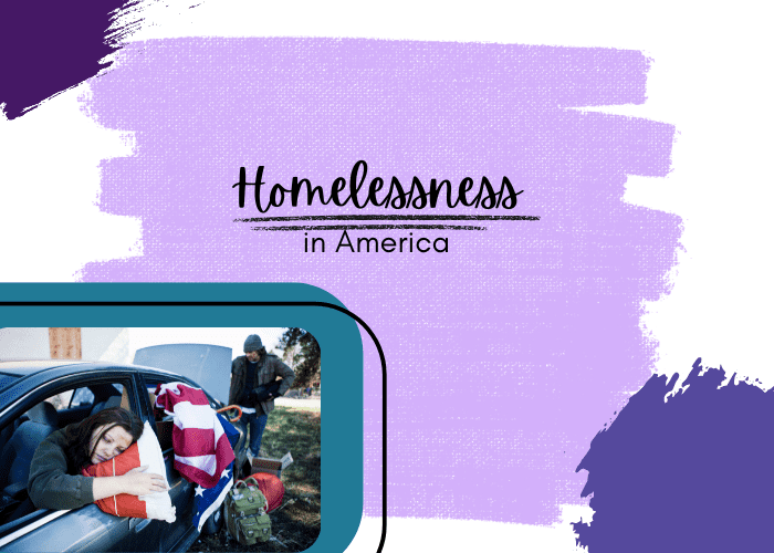 family affected by homelessness living in a car